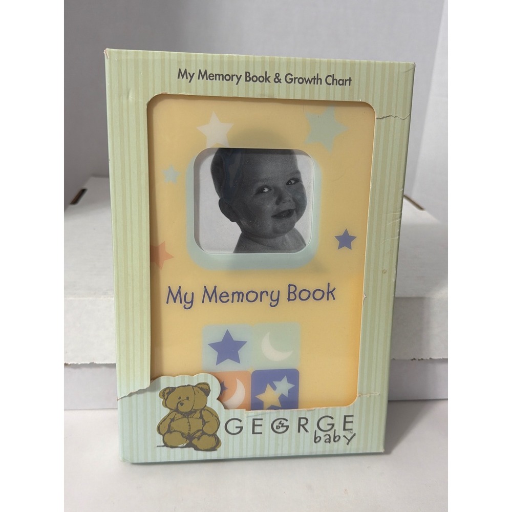George Baby My Memory Book and Growth Chart Yellow Green Teddy Bear New